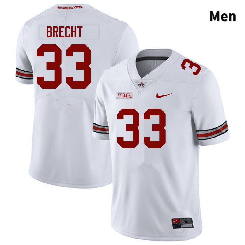 Ohio State Buckeyes Chase Brecht Men's #33 White Authentic Stitched College Football Jersey